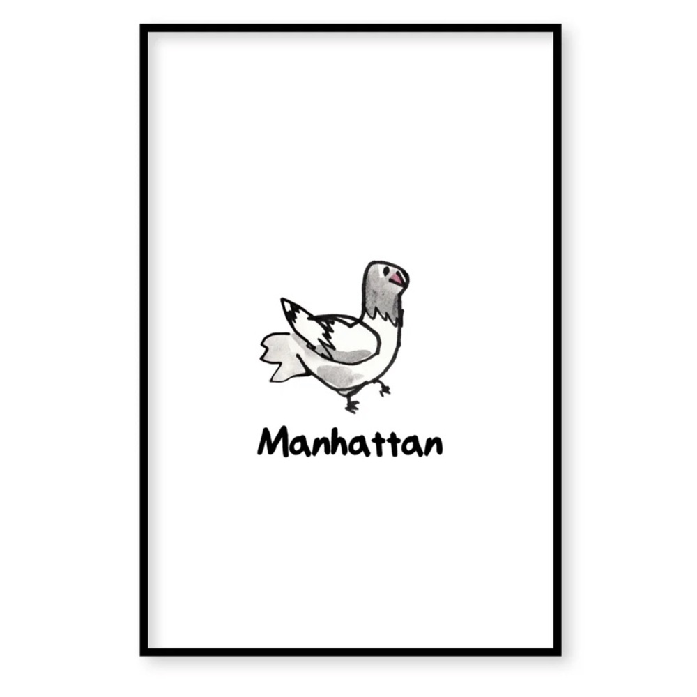 Urban Pigeon Art Print - Black and White